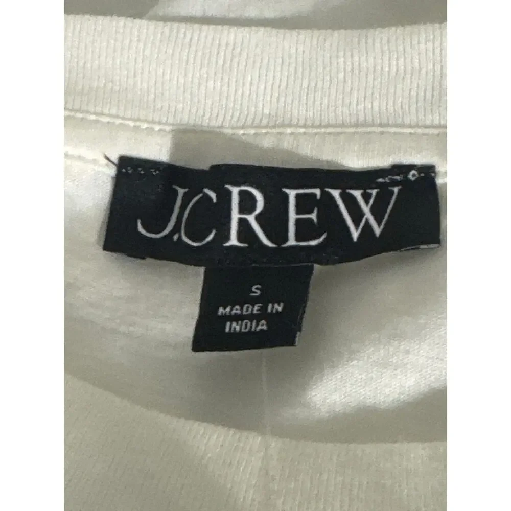 J.Crew Womens Ivory Embellished Sequin Floral Cotton T Shirt NWT Small